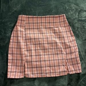 Pink plaid skirt